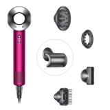 Фен Dyson Supersonic HD07 (фуксия/яркий никель) с 5 насадками, черным дорожным чехлом и подставкой