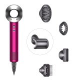 Фен Dyson Supersonic HD07 (фуксия/яркий никель) с 5 насадками и черным дорожным чехлом