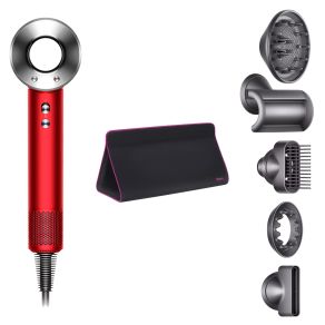Фен Dyson Supersonic HD07 (красный) с 5 насадками и черным дорожным чехлом