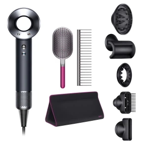 Фен Dyson Supersonic HD07 (черный/серебристый) с 5 насадками и черным дорожным чехлом