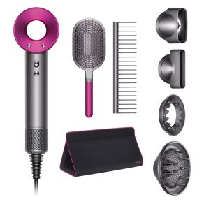 Фен Dyson Supersonic HD03 (фуксия) с 4 насадками, черным дорожным чехлом и расческами