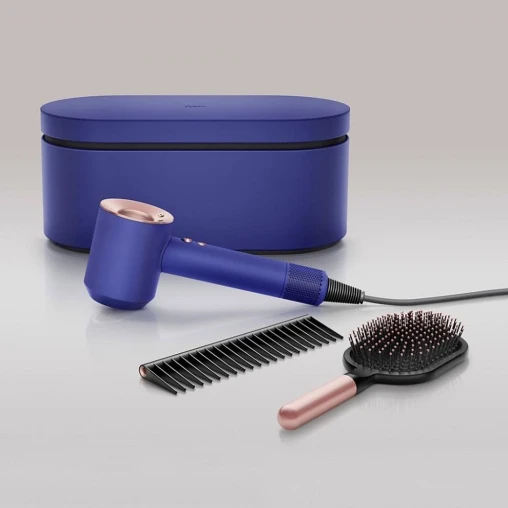 Фен Dyson Supersonic HD07 (Vinca blue и Rosé) с 5 насадками, эксклюзивным чехлом-боксом и расческами